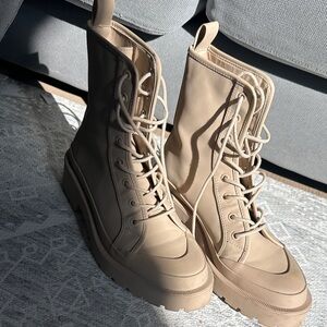Zara Tan Lace-Up Women's Boots